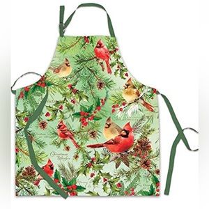 NWT Michel Design Works APR293 Adjustable Cotton Chef Apron, Christmas Print